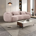 Brown Boucle Fabric 3-Seat Curved Sofa T2074