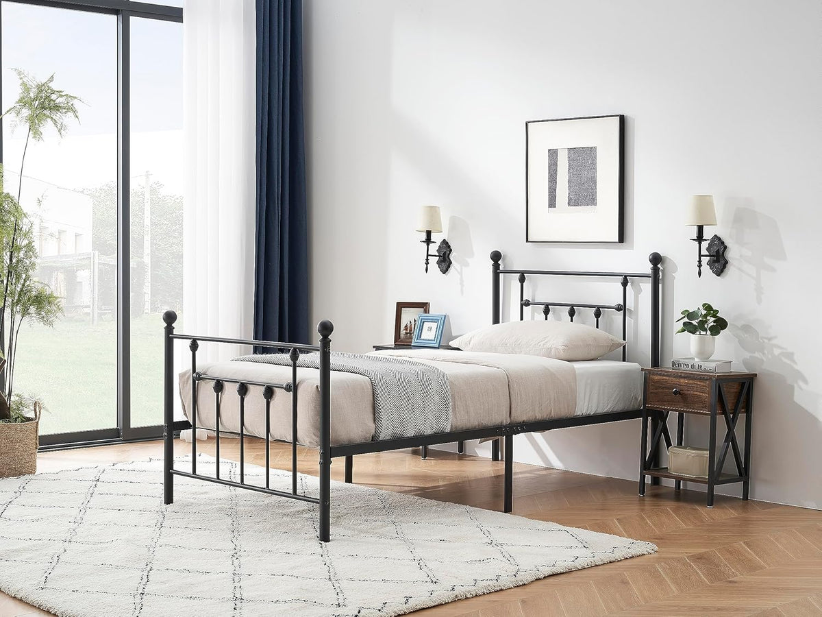 Twin Size Metal Platform Bed Frame with Headboard and Footboard A688