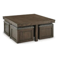 Wood Brown Coffee Table with 4 Stools G594172