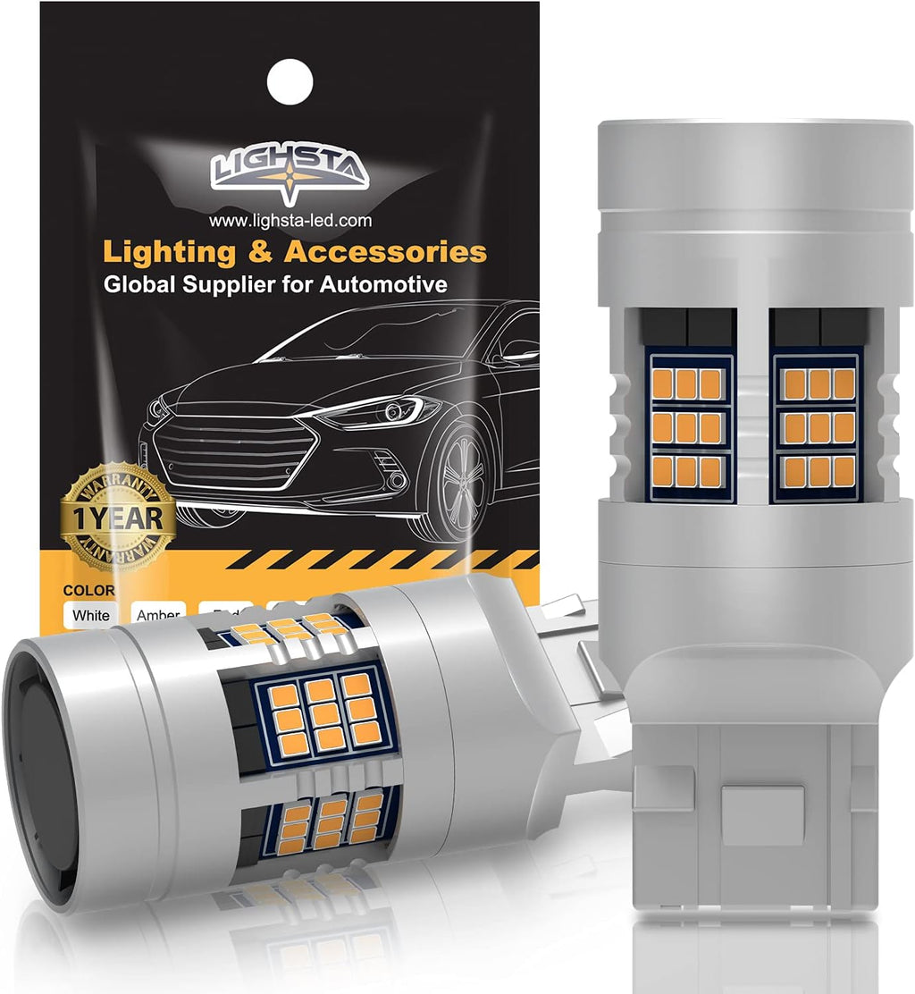 7443 7444 T20 992 7444NA Switchback LED Bulbs Dual Color Amber Yellow Turn Signal White Daytime Running Parking Lights Pack of 2 A238777
