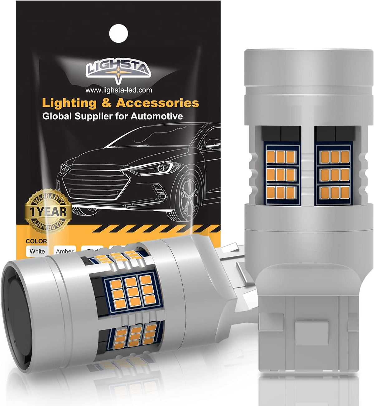 7443 7444 T20 992 7444NA Switchback LED Bulbs Dual Color Amber Yellow Turn Signal White Daytime Running Parking Lights Pack of 2 A238777