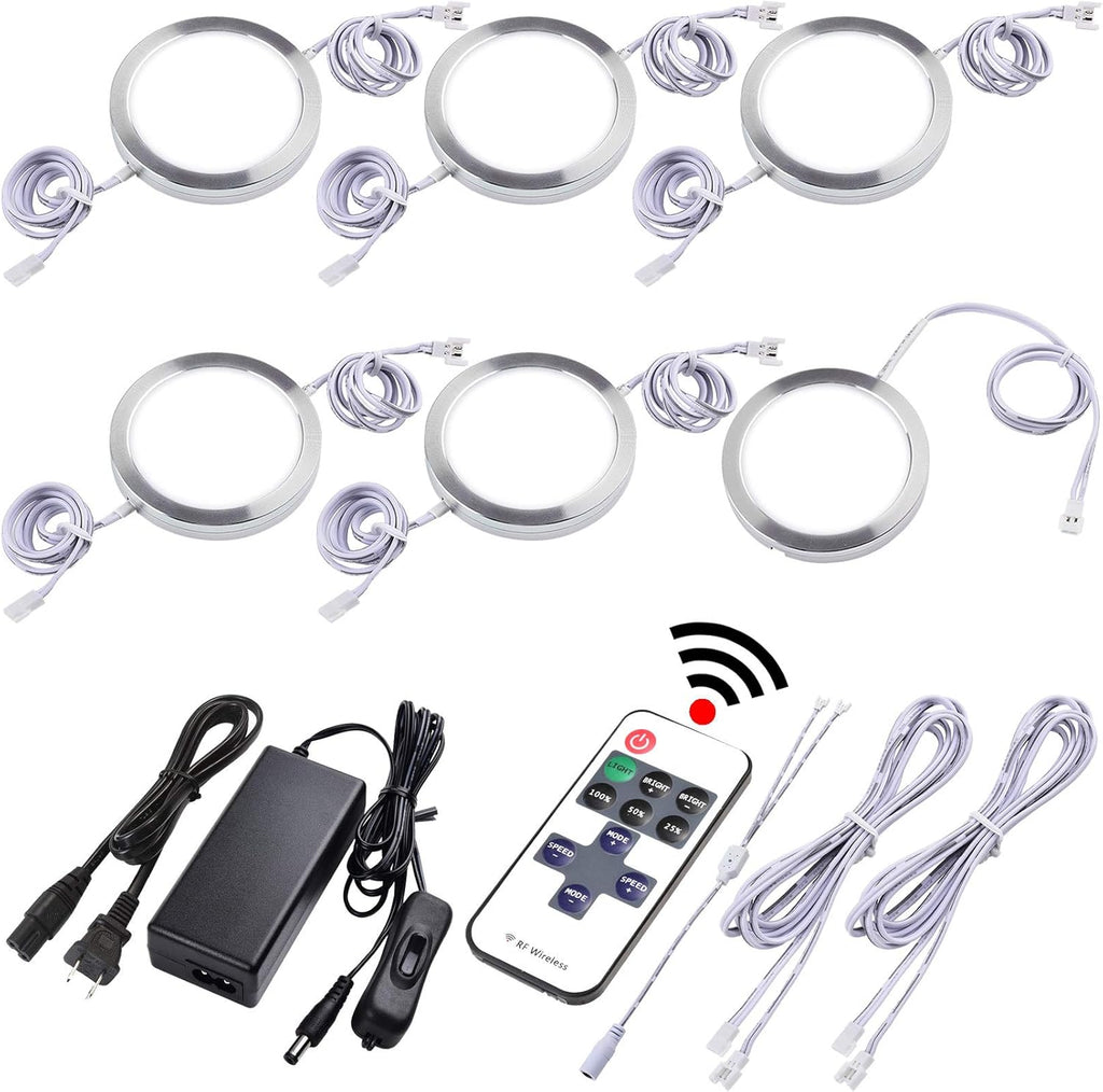 Dimmable Linkable Wired LED Puck Lights, 14 Lights, Warm White W7542