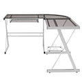 51x22 Wide Glass and Steel L Shaped Computer Desk Smoke with Silver M80235