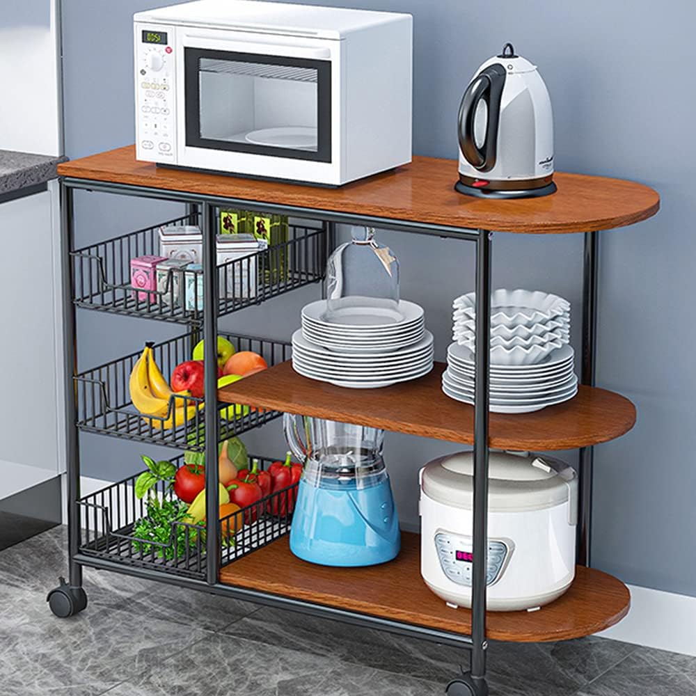 Rolling Kitchen Bakers Rack Microwave Stand with Storage 3-Tier Table S137