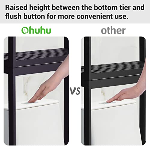 Bamboo 3-Tier Over The Toilet Storage Shelf with Paper Holder and 3 Hooks M4399