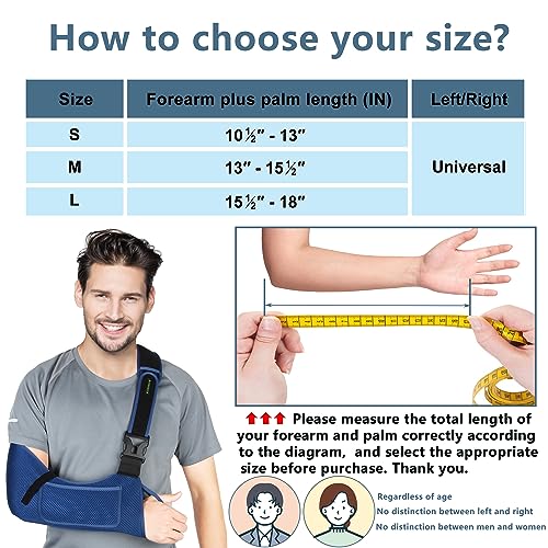 Medical Sling with Shoulder Pad for Arm, Wrist, Elbow, Clavicle Fracture Post-Surgery (Medium) M674744