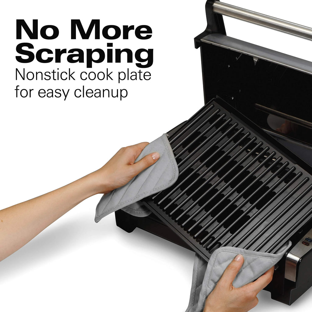 Electric Indoor Searing Grill with Adjustable Temperature Control, Removable Nonstick Grate, 118 sq. in. Surface, Stainless Steel R81588