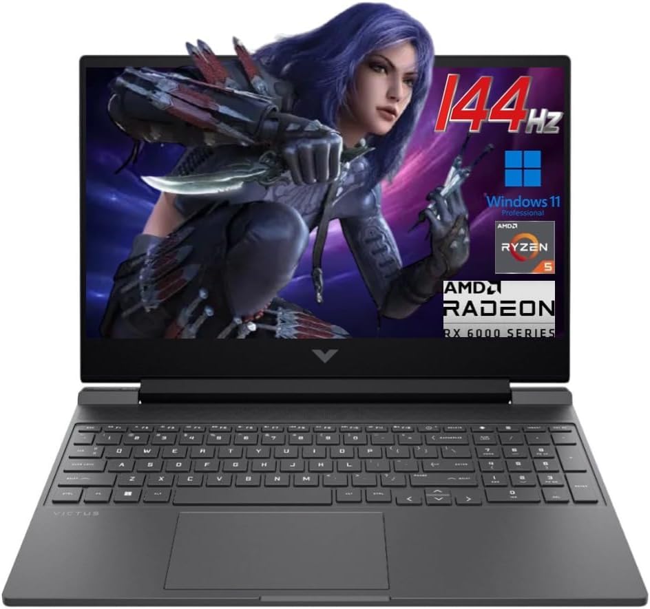 15.6" 144Hz FHD Gaming Laptop, AMD Ryzen 5 7535HS, 16GB DDR5 RAM, 512GB SSD, AMD Radeon RX 6550M, Backlit Keyboard, Windows 11 Pro, Mica Silver A899