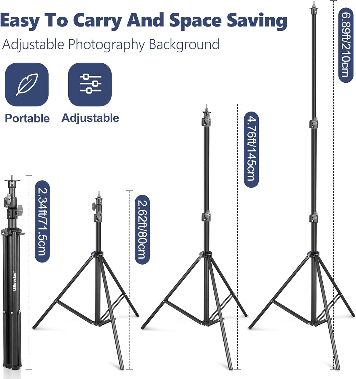 Photo Backdrop Stand System Kit, 7 x 10 ft Adjustable with Clamps, Crossbars, Sandbags, Carrying Bag A95204