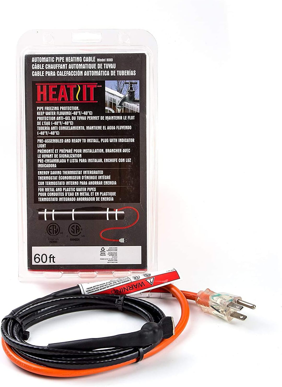 80-feet Pipe Heating Cable with Built-in Thermostat X69595