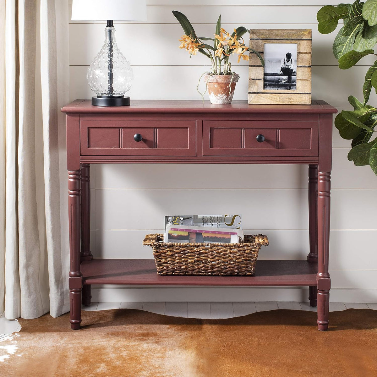 Vintage Grey 2-Drawer Console Table Q59530