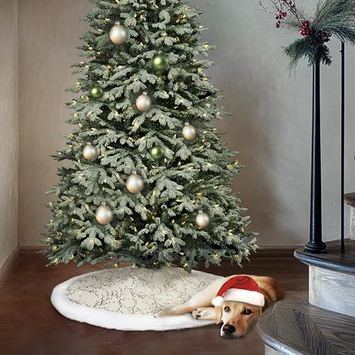 48inch White Faux Fur Christmas Tree Skirt Q7746
