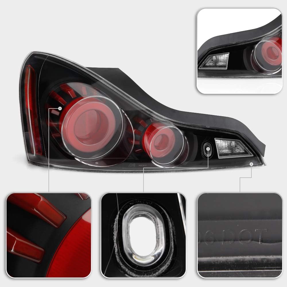 For 2008-2015 Infiniti G37 Q60 Coupe Black Housing LED Tail Lights Assembly Left+Right K67829