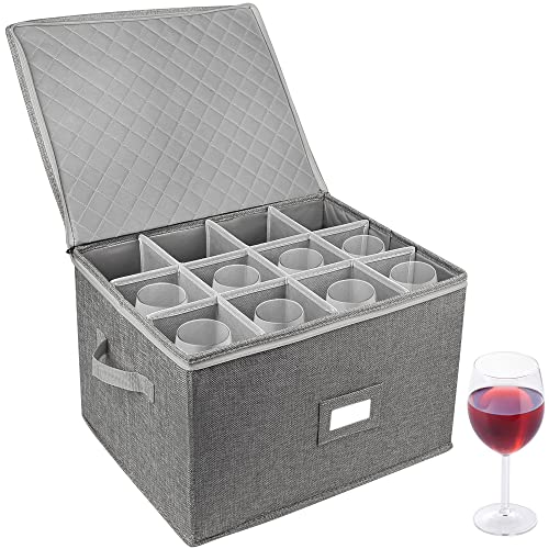 Beige Hard Shell Cup and Mug Storage Box with Dividers & Handles O336790