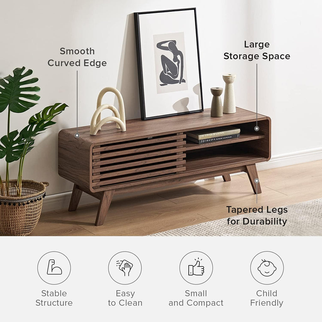 46 Scandinavian TV Stand with Slatted Door D90264