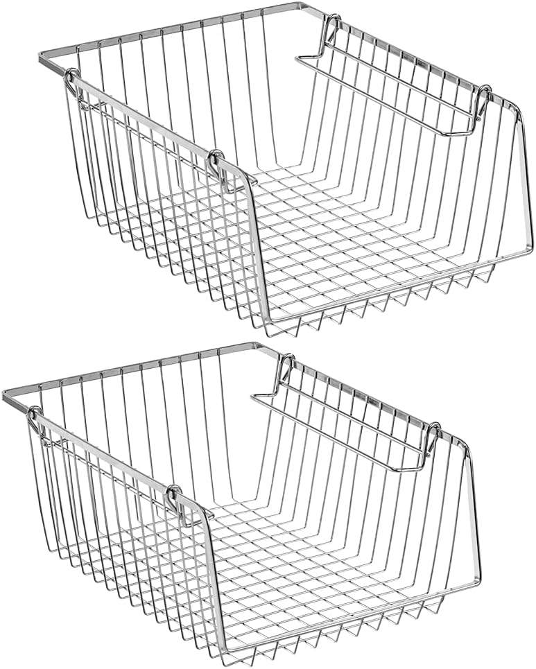 14 Stackable Wire Baskets with Handles, Set of 2 L663