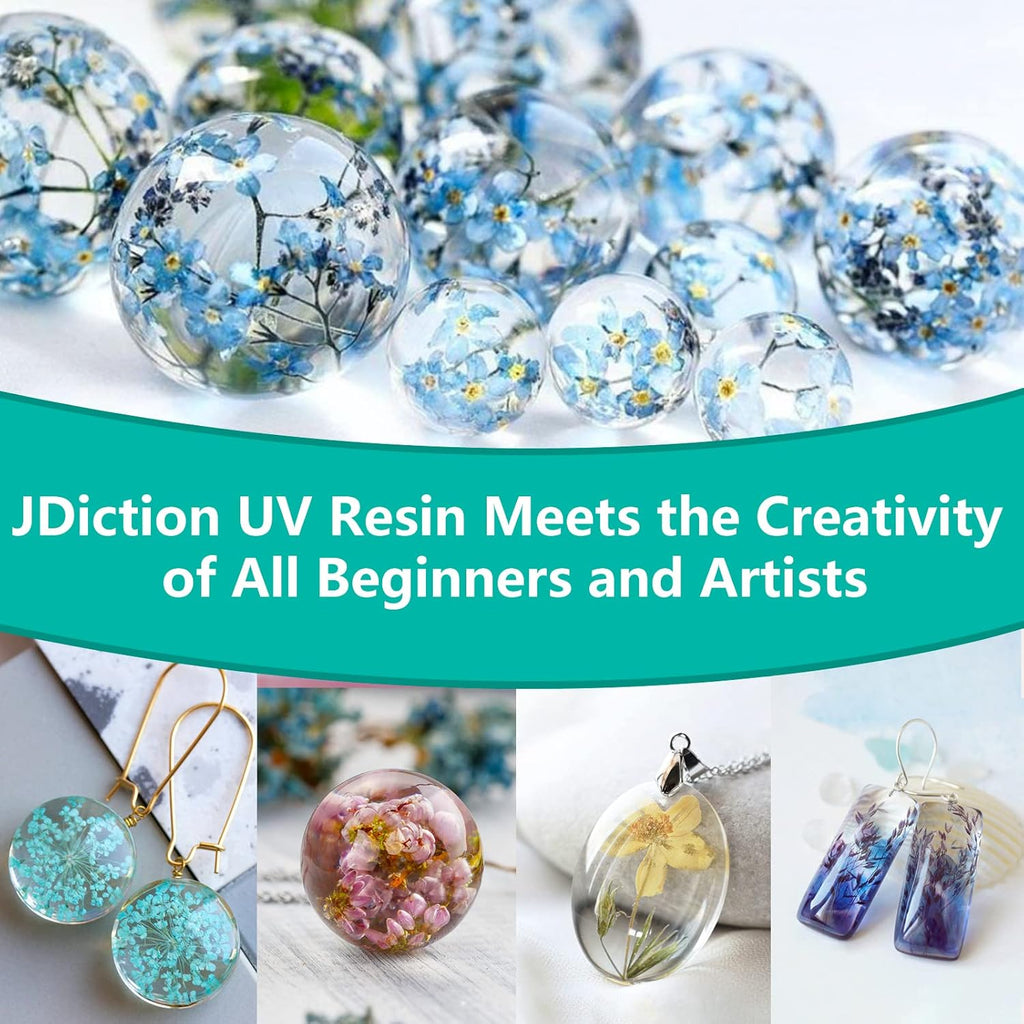 UV Resin Kit with Light, Crystal Clear Hard Resin Sunlight Curing UV Resin G611