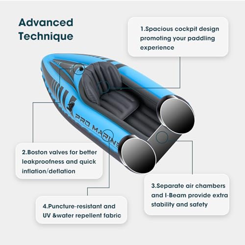 1 Person Inflatable Kayak Set with Adjustable Seats and Backrest, Air Pump and Carry Bag T9378