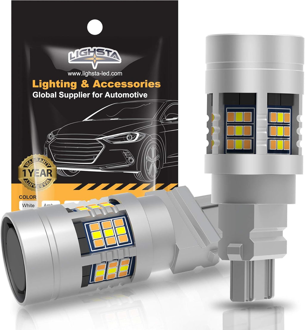 7443 7444 T20 992 7444NA Switchback LED Bulbs Dual Color Amber Yellow Turn Signal White Daytime Running Parking Lights Pack of 2 A238777