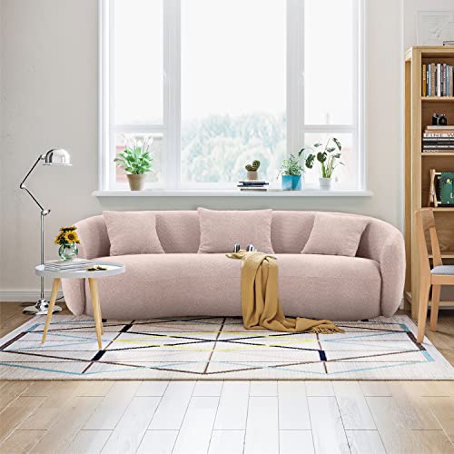 Brown Boucle Fabric 3-Seat Curved Sofa T2074