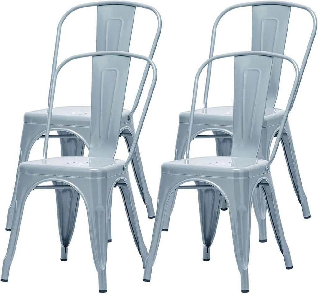 Blue Metal Stackable Dining Chairs Set of 4 N206