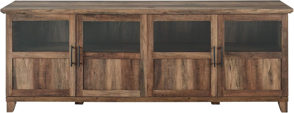 70 Inch Rustic Oak Glass and Wood TV Stand H386