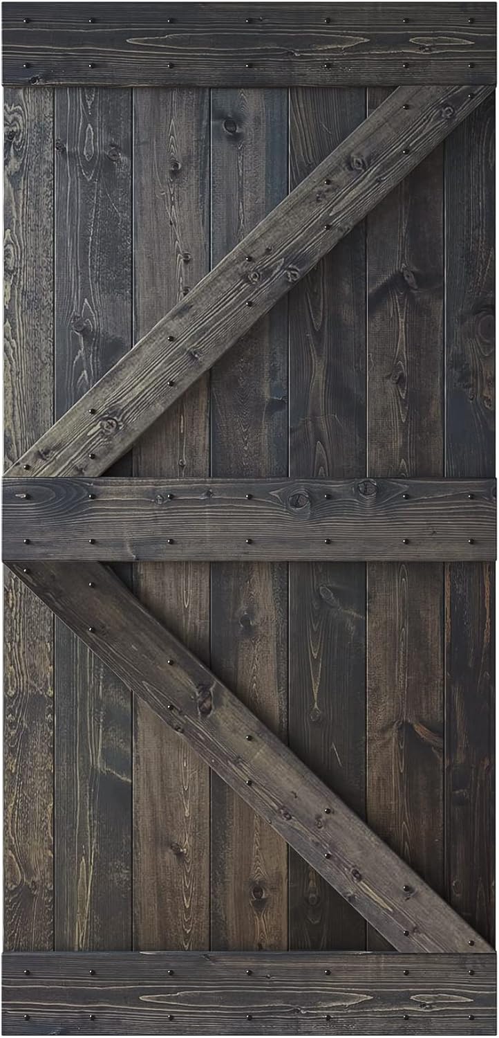 42 in x 84 in Knotty Wood Sliding Barn Door B21424