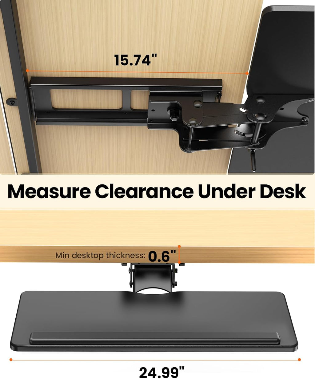 Black Sliding Keyboard & Mouse Tray, 24.99” W x 9.84” D G4765