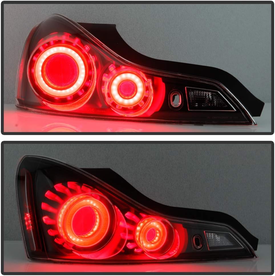 For 2008-2015 Infiniti G37 Q60 Coupe Black Housing LED Tail Lights Assembly Left+Right K67829