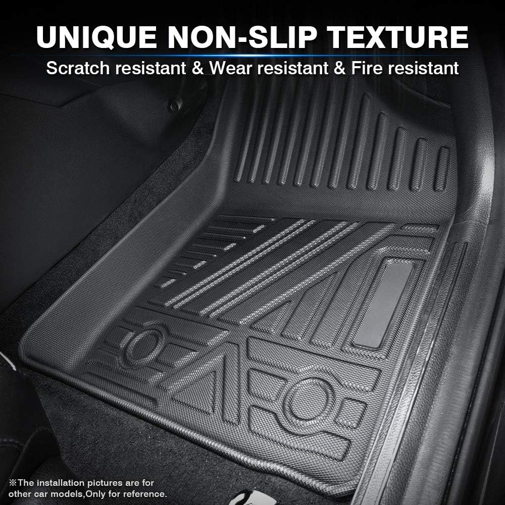 Custom Fit All Weather Floor Mats 1st & 2nd Row Black Non-Slip Y192