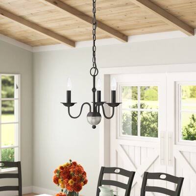 Black 3 Light Candle Style Chandelier K210