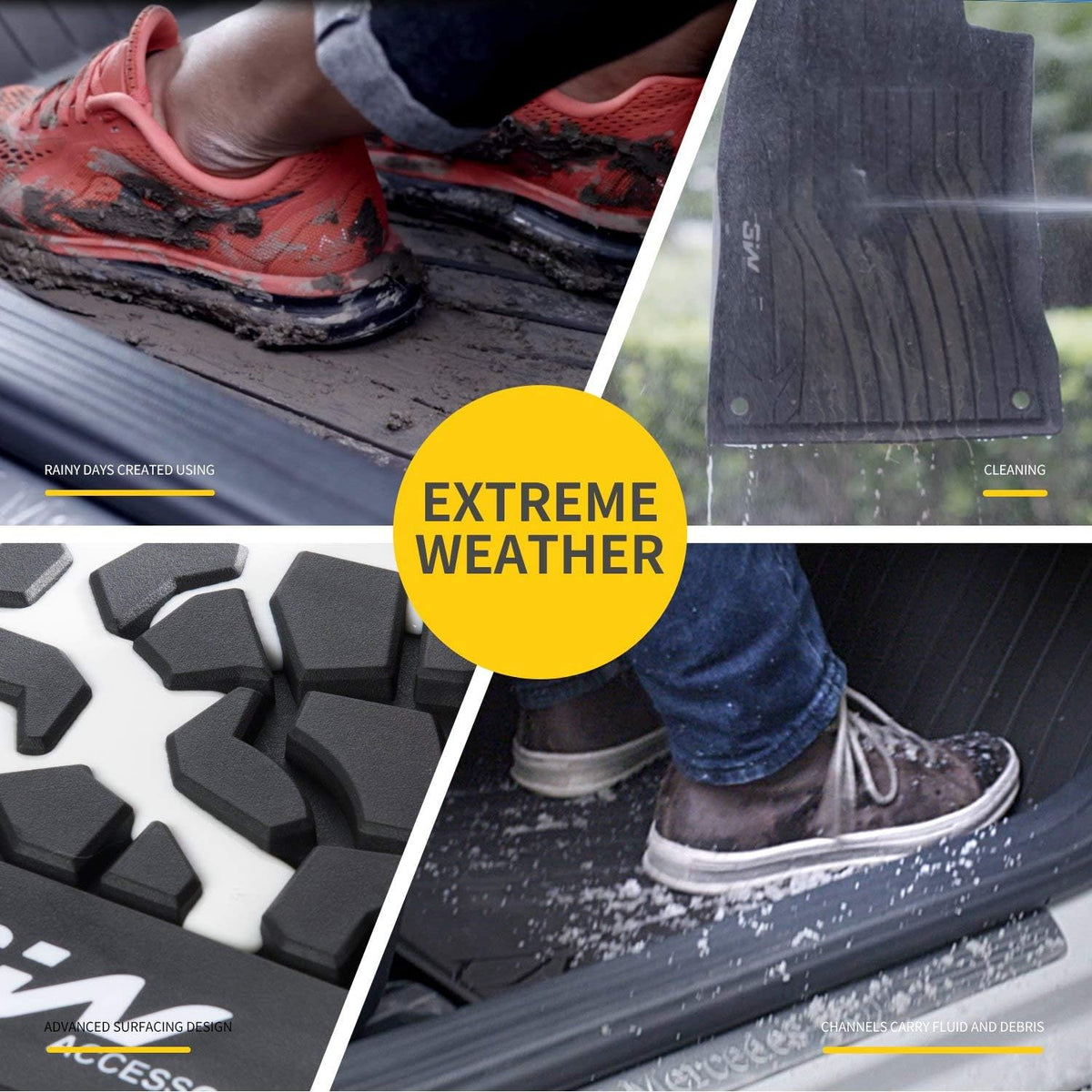 TPE All Weather Custom Fit Floor Mats 1st & 2nd Row Full Set Black M44163