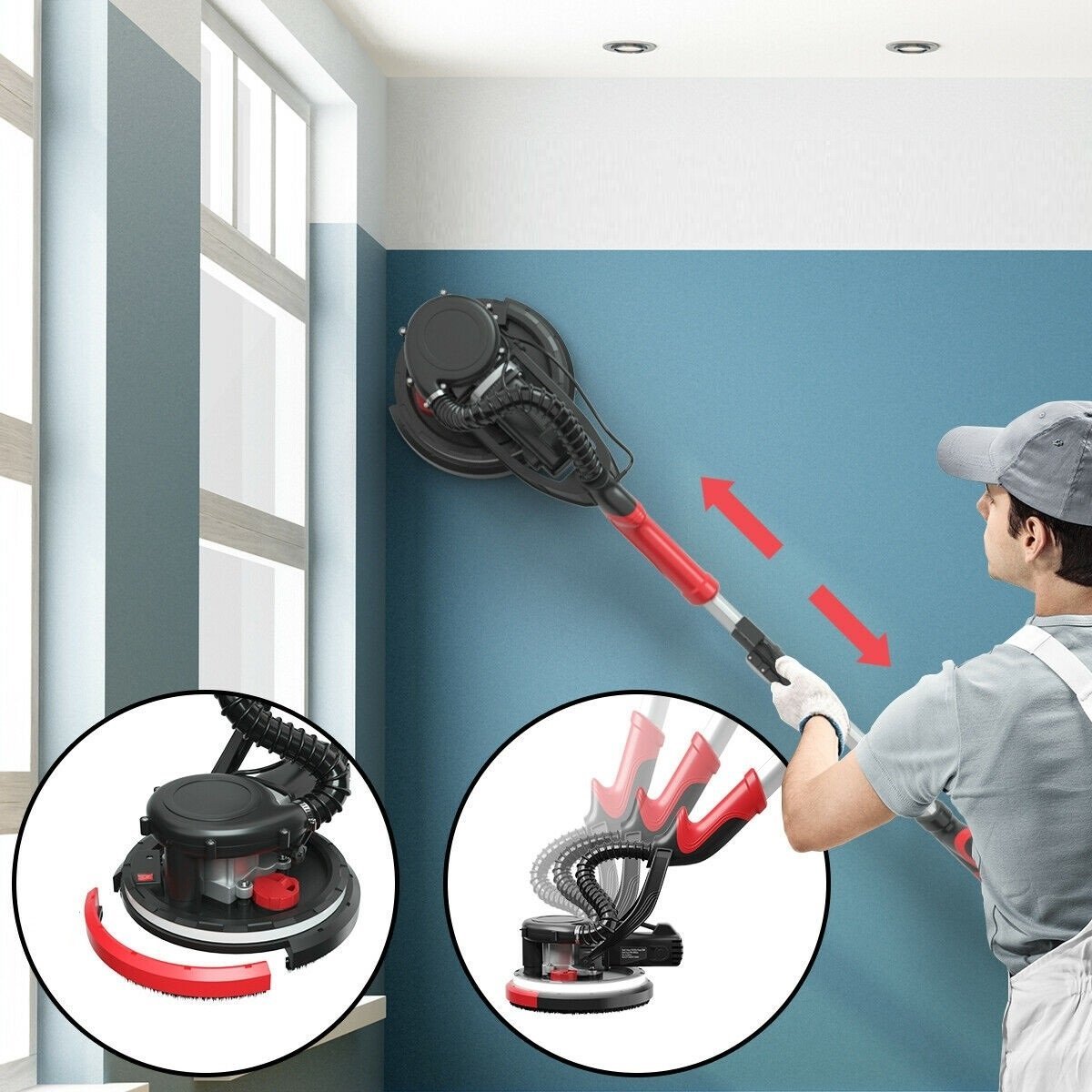 9′′ Electric Drywall Ceiling Pole Sander with LED L655