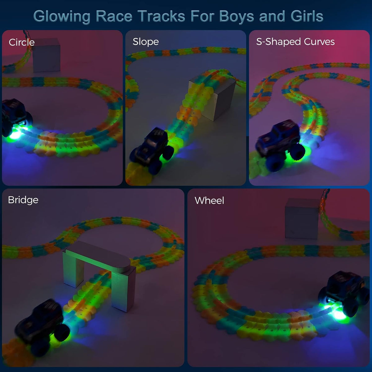 Magic Track Toy Electric Train 216Pcs Flexible Track Car H441866