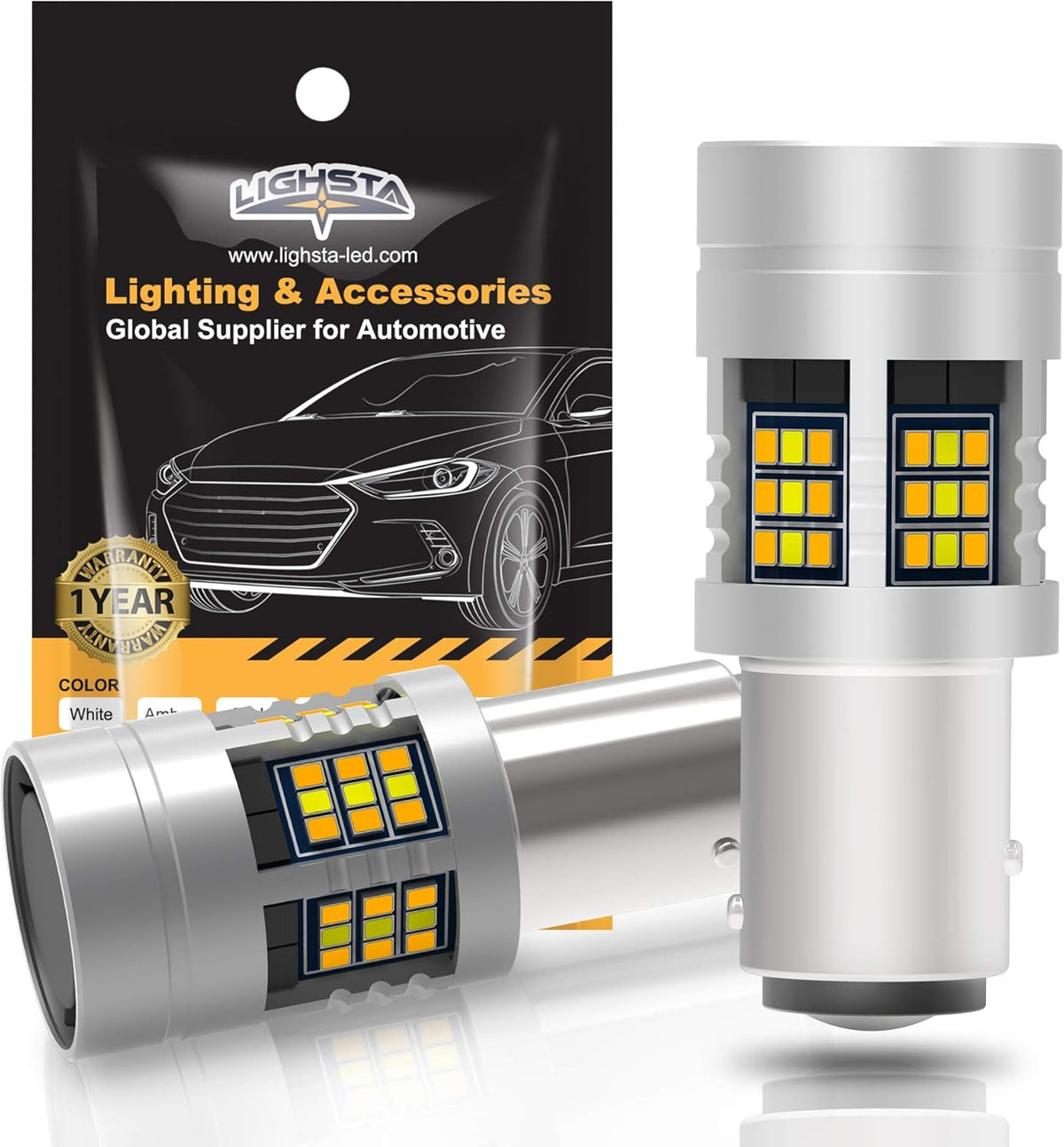 7443 7444 T20 992 7444NA Switchback LED Bulbs Dual Color Amber Yellow Turn Signal White Daytime Running Parking Lights Pack of 2 A238777