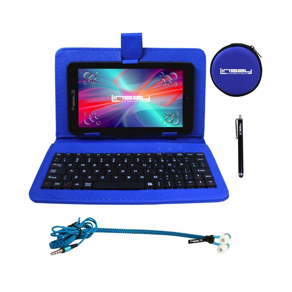 7 in. 2GB Ram 16GB Android 10 Quad Core Tablet with Blue Keyboard C135890