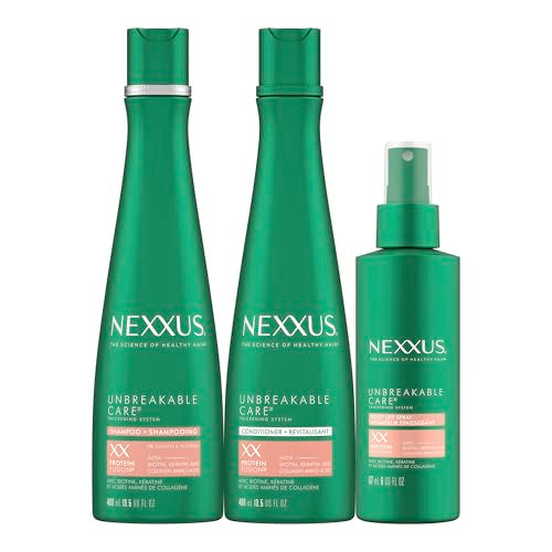 3 Pack Shampoo, Conditioner, and Leave-In Spray for Fine and Thin Hair with Keratin, Collagen, Biotin O55171