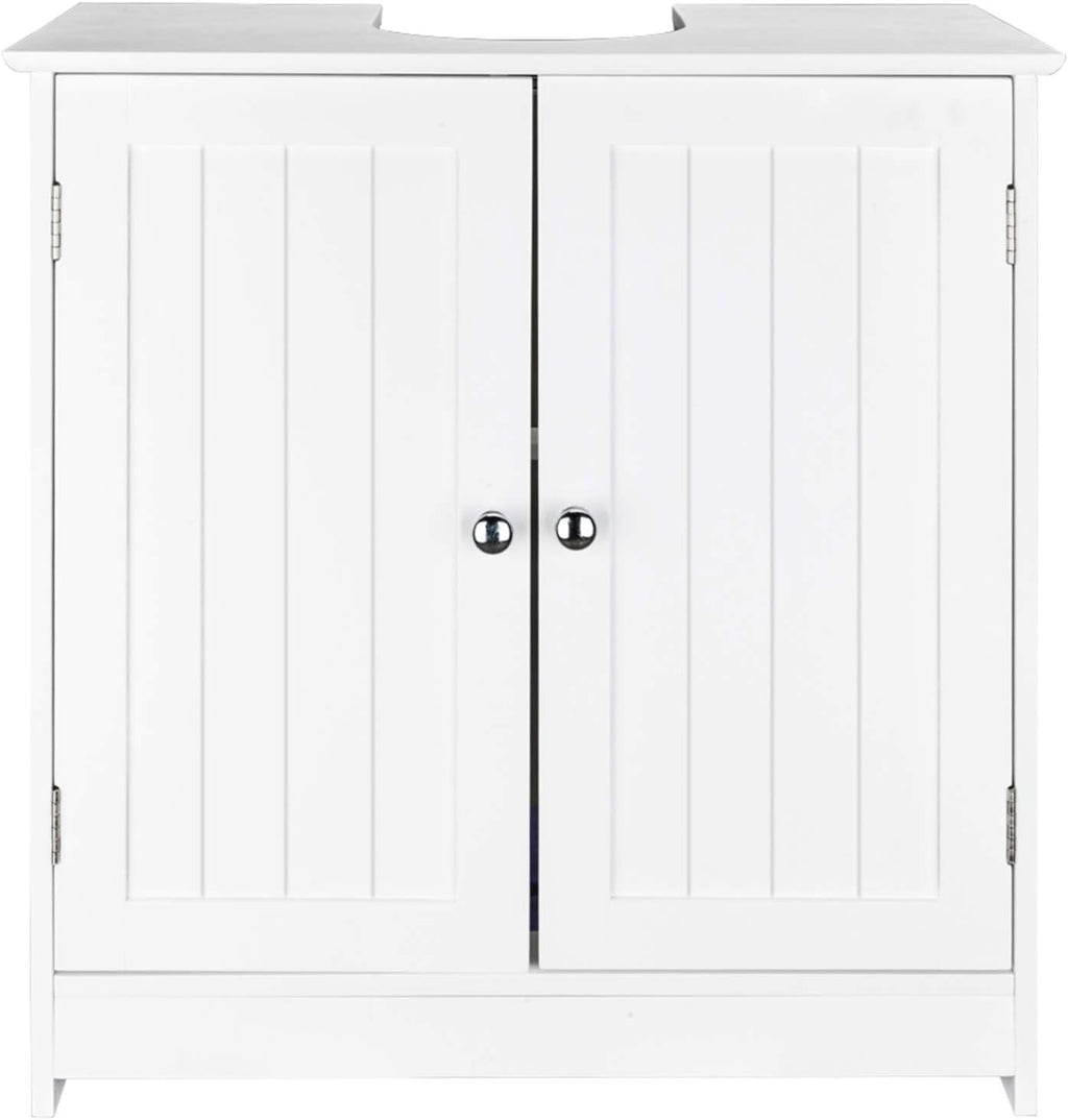 White Floor Pedestal Bathroom Storage Cabinet with 2 Doors H753