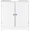 White Floor Pedestal Bathroom Storage Cabinet with 2 Doors H753
