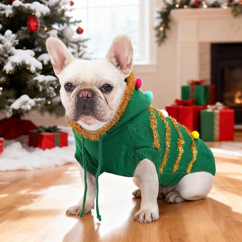 Dog Christmas Sweater with 3D Reindeer Pattern Knitted Pet Clothes F29837