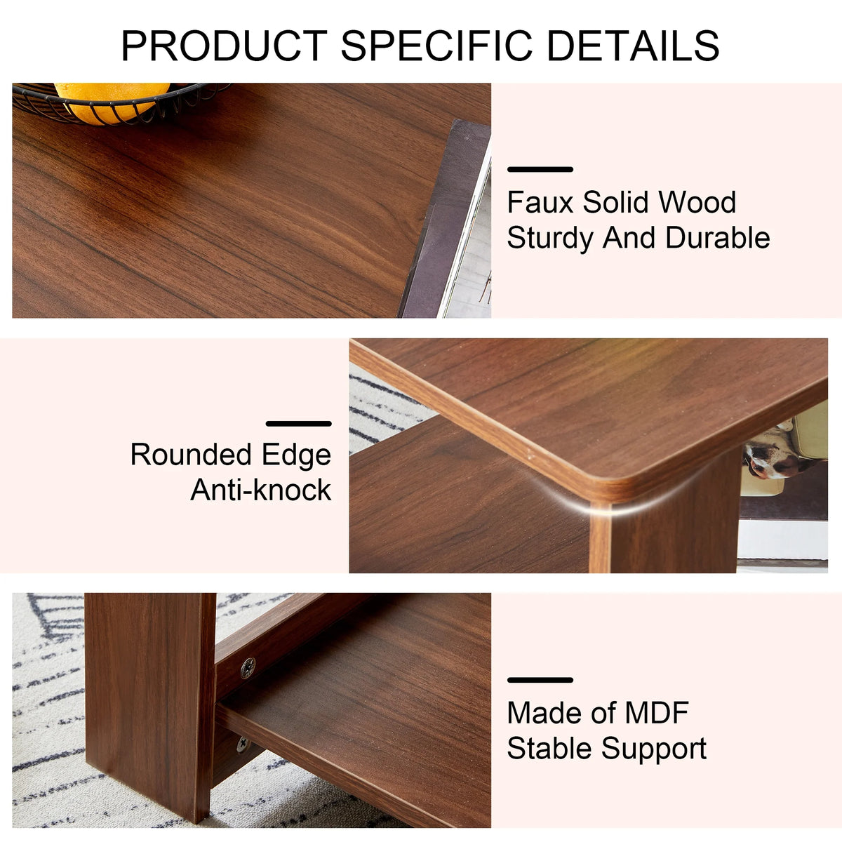 2-Tier Wood Coffee Table with Storage H4594