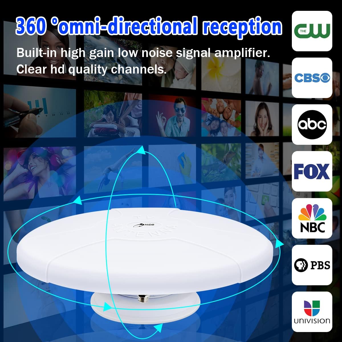 Amplified Digital HD TV Antenna with Magnetic Base, Pack of 2 Z6067