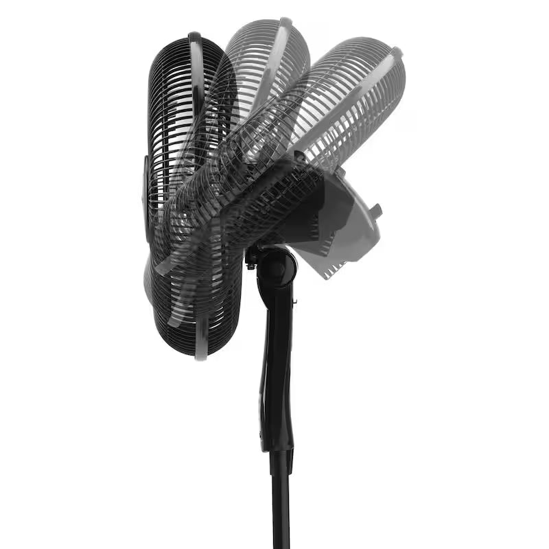 Black Adjustable-Height Oscillating Pedestal Fan with Remote Control V3675
