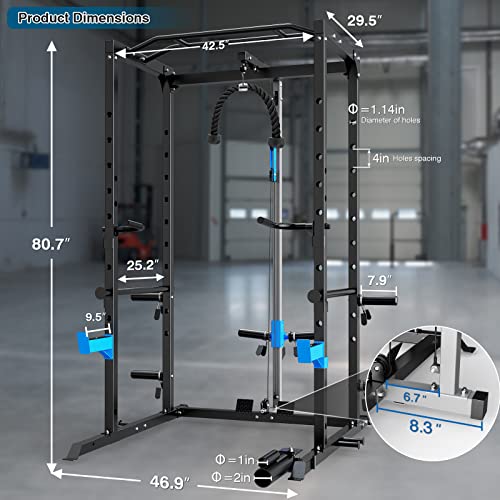 Power Cage with J-Hooks, Dip Handles, Landmine Attachment K740397