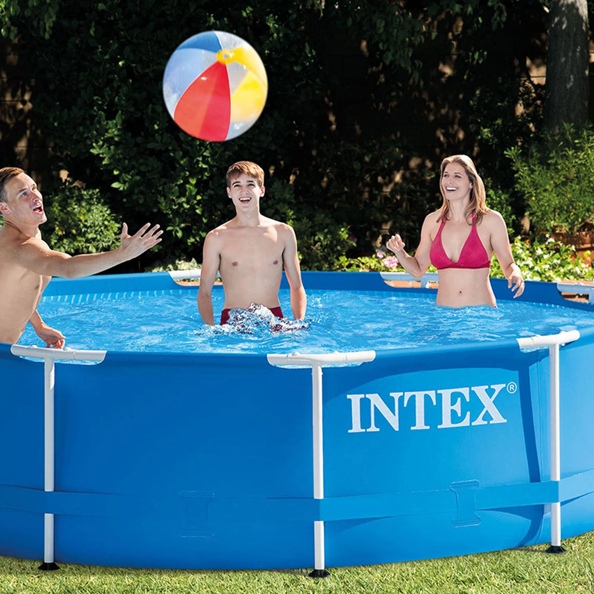 Round Metal Frame Above Ground Swimming Pool with Cover V77165