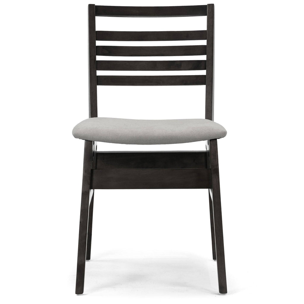 Set of 2 Black Wood Chair with Light Grey Fabric Seat and Ladder Back W316