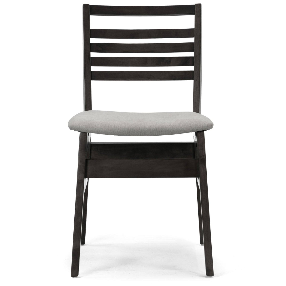 Set of 2 Black Wood Chair with Light Grey Fabric Seat and Ladder Back W316