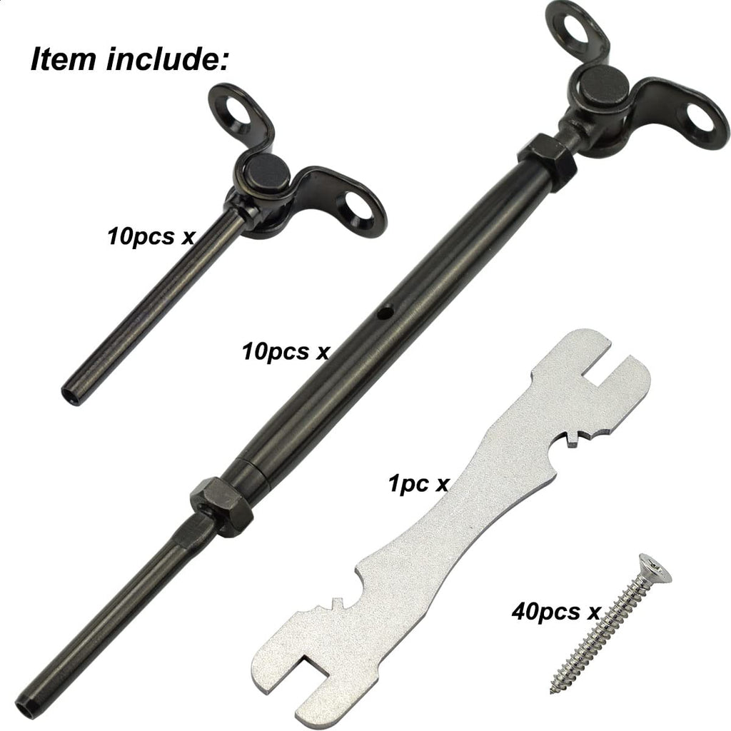 Black Cable Railing Hardware Kit, 10 Pairs W85185