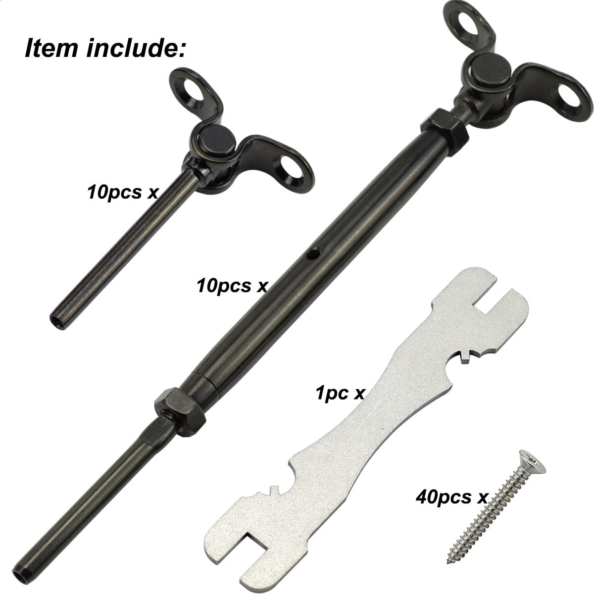 Black Cable Railing Hardware Kit, 10 Pairs W85185