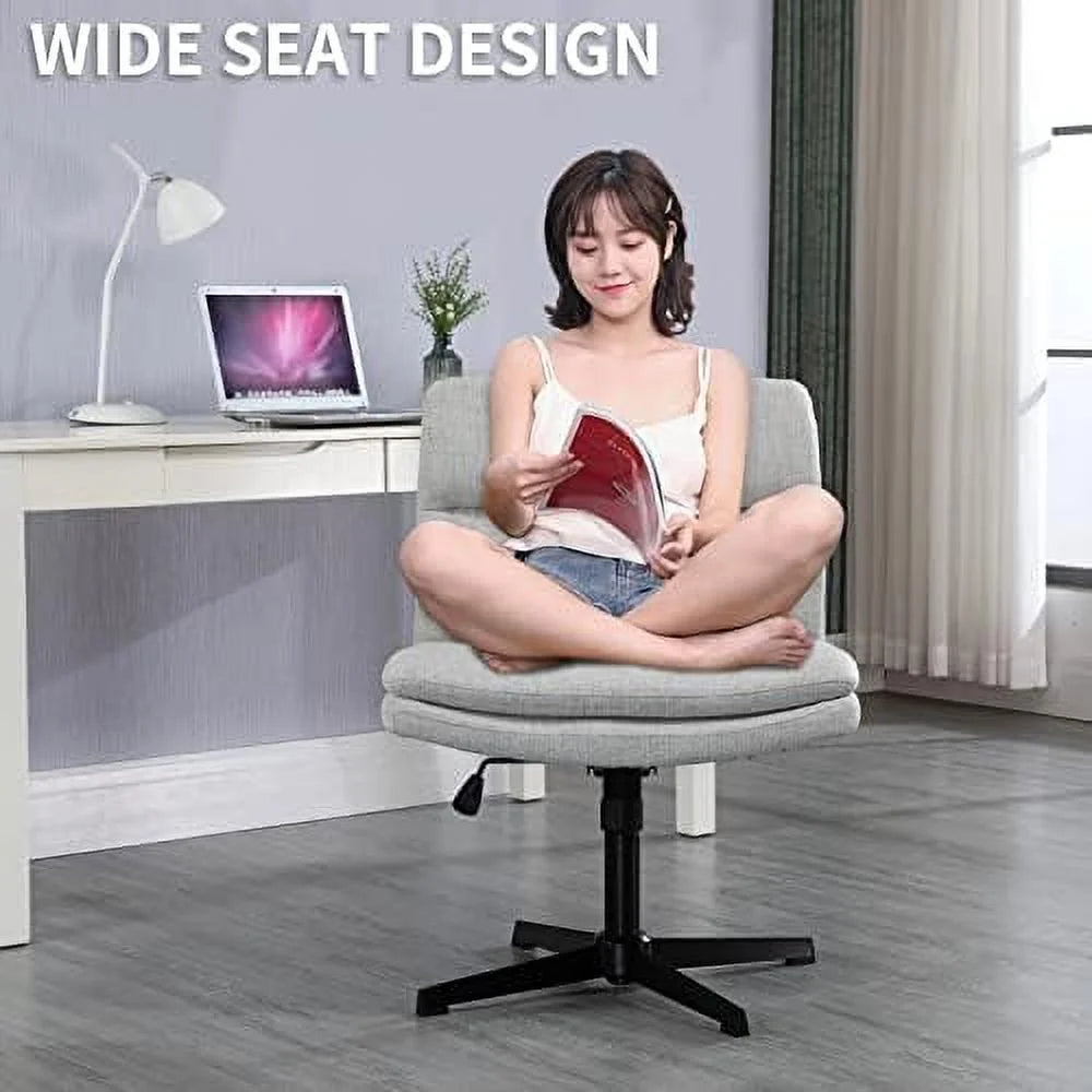 White Faux Leather Armless Swivel Desk Chair L942